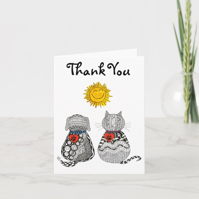 Cute and Colourful Dog & Cat Greeting Card (Front)
