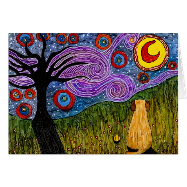 Cute and Colourful Dog Greeting Card (Front Horizontal)