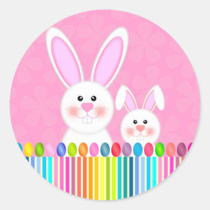 Cute and Colourful Easter Bunny Classic Round Sticker