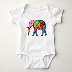 Cute and Colourful Elephant Baby Bodysuit