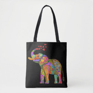 Cute and Colourful Elephant Tote Bag