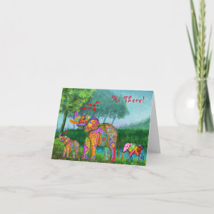 Cute and Colourful Elephants Greeting Card
