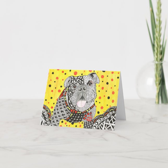 Cute and Colourful English Bulldog Greeting Card (Front)