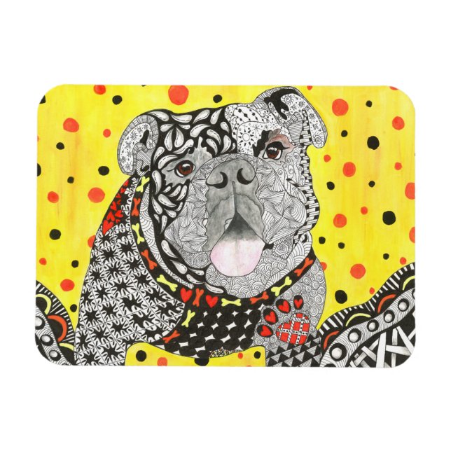 Cute and Colourful English Bulldog Magnet 3"x4" (Horizontal)