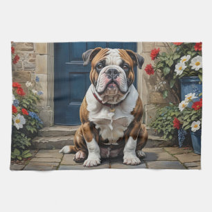 Cute and Colourful English Bulldog Tea Towel