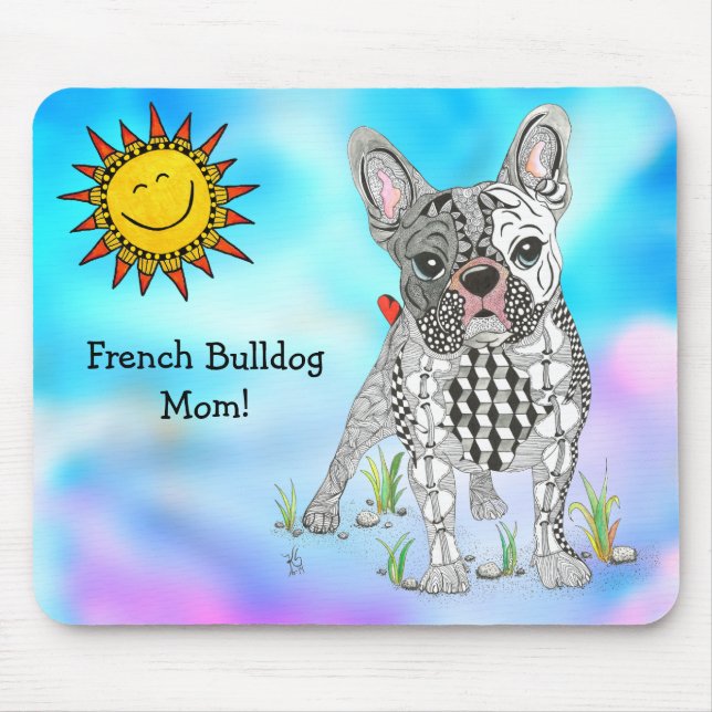 Cute and Colourful French Bulldog Mousepad (Front)