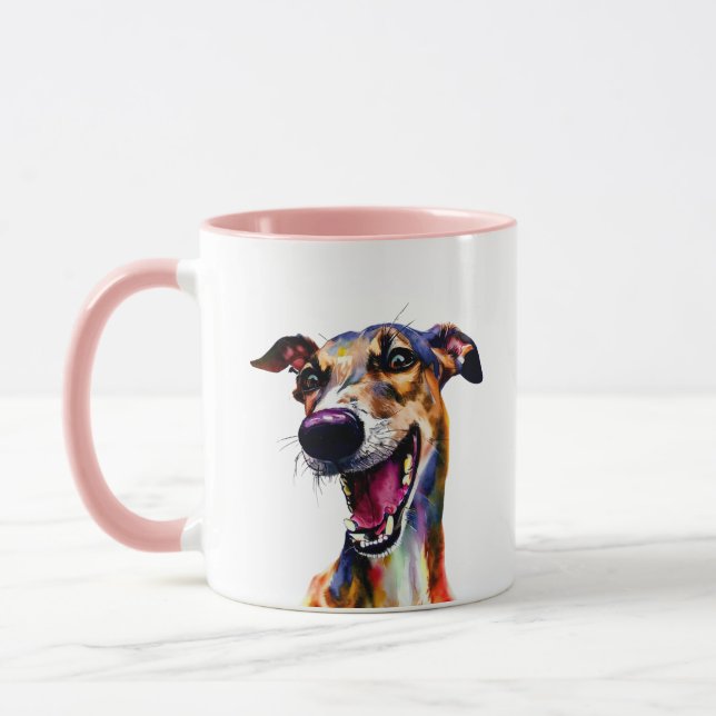 Cute and colourful Galgo Portrait  Mug (Left)
