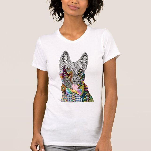 Cute and Colourful German Shepherd T-Shirt (Front)