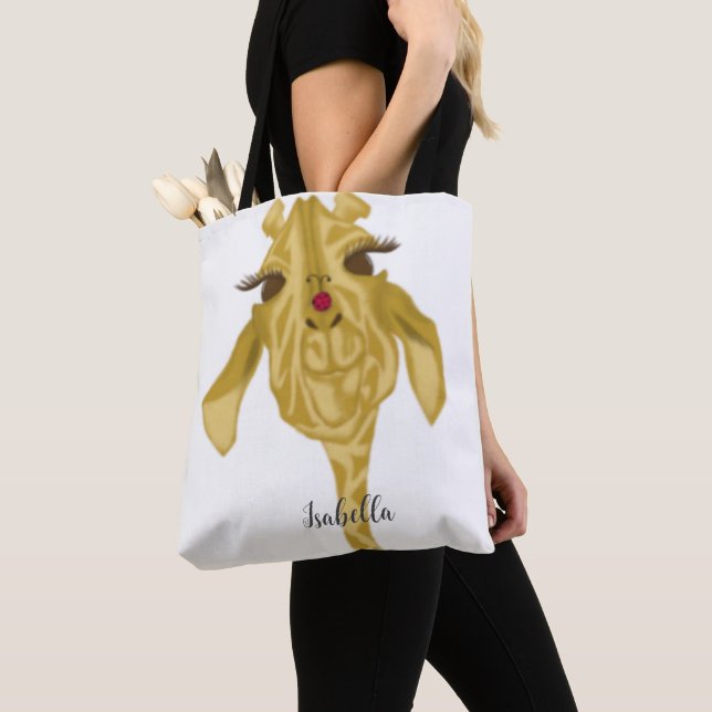 Cute And Colourful Giraffe Tote Bag (Close Up)