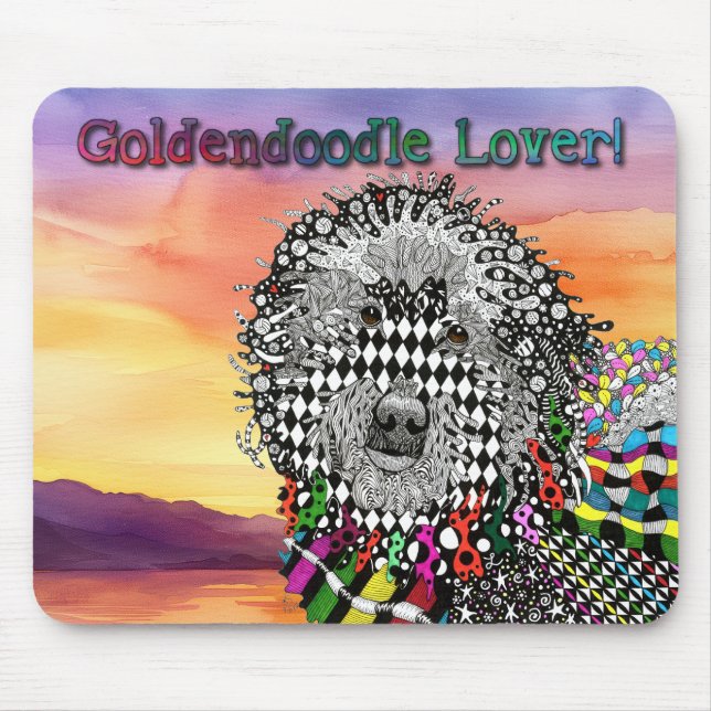 Cute and Colourful Goldendoodle Mousepad (Front)