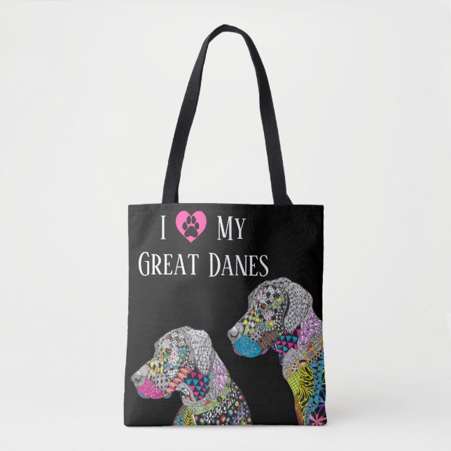Cute and Colourful Great Danes Tote Bag (Front)