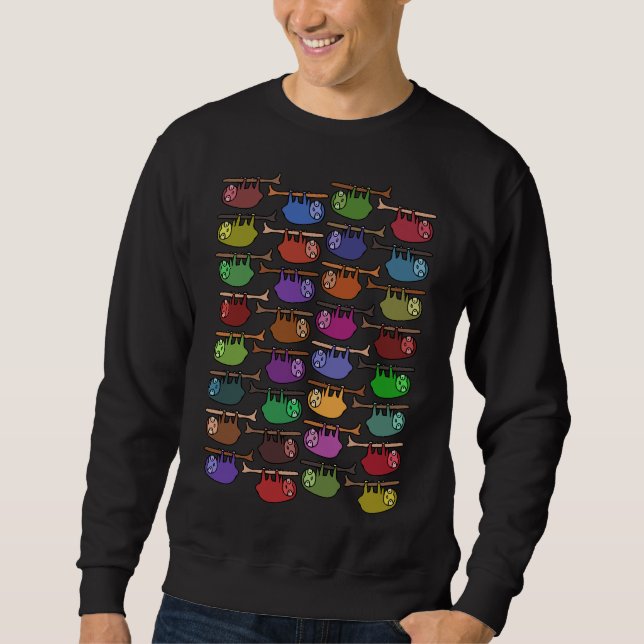 Cute And Colourful Hanging Sloth Pattern Sweatshirt (Front)