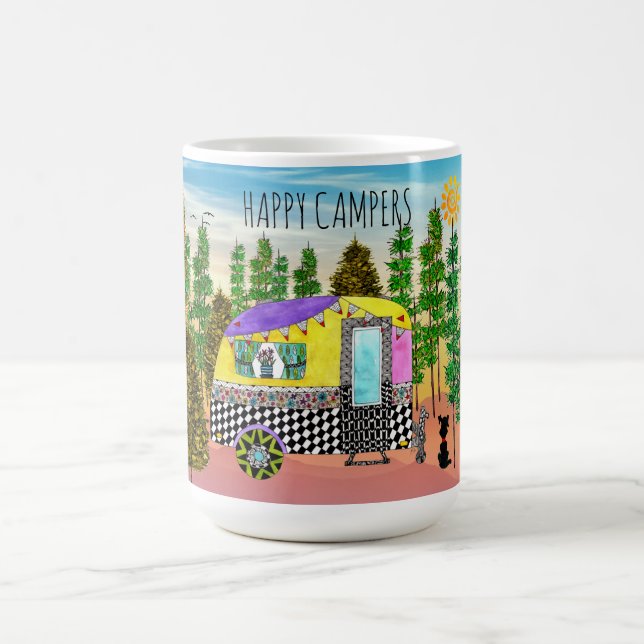 Cute and Colourful Happy Camper Mug (Center)
