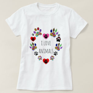 Cute and Colourful I Love Animals T-Shirt