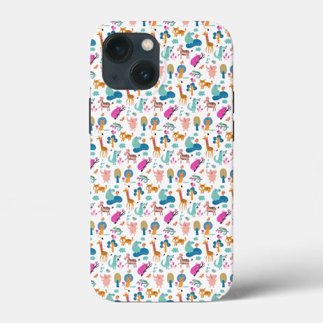 Cute and Colourful Jungle Animals Pattern Case-Mate iPhone Case (Back)
