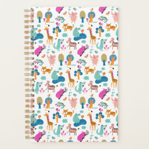 Cute and Colourful Jungle Animals Pattern Planner