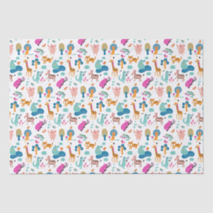 Cute and Colourful Jungle Animals Pattern Tissue Paper
