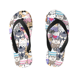 Cute and Colourful Kawaii Cat Pattern Kid's Jandals