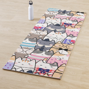 Cute and Colourful Kawaii Cat Pattern Yoga Mat