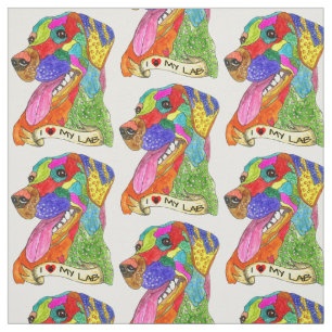 Cute and Colourful Labrador Retriever Fabric