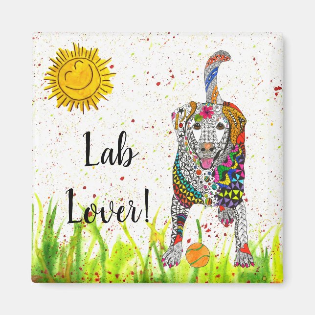 Cute and Colourful Labrador Retriever Magnet 2" (Front)