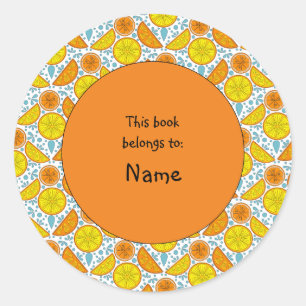 cute and colourful lemon and orange classic round sticker