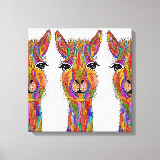 Cute and Colourful Llama Canvas - 20" x 20" Print (Front)