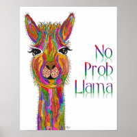 Cute and Colourful Llama Poster 11x14"