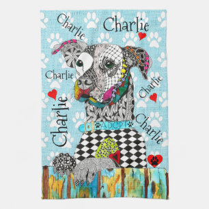 Cute and Colourful Mixed Breed Dog Kitchen Towel