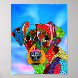 Cute and Colourful Mixed Breed Dog Poster - "8x10"