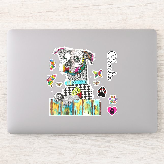 Cute and Colourful Mixed Breed Dog Vinyl Stickers (Computer)