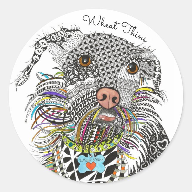 Cute and Colourful Mixed Breed Terrier Dog Sticker (Front)