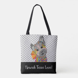 Cute and Colourful Norwich Terrier Lover Tote Bag