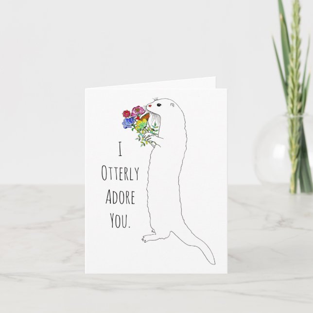 Cute and Colourful Otter Greeting Card (Front)