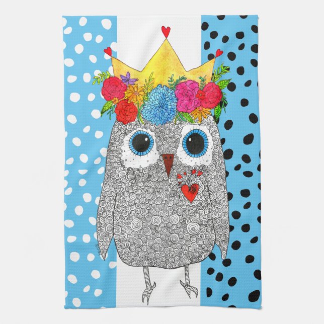 Cute and Colourful Owl Kitchen Towel (Vertical)