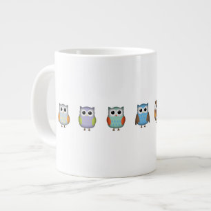 Cute and Colourful Owls Large Coffee Mug