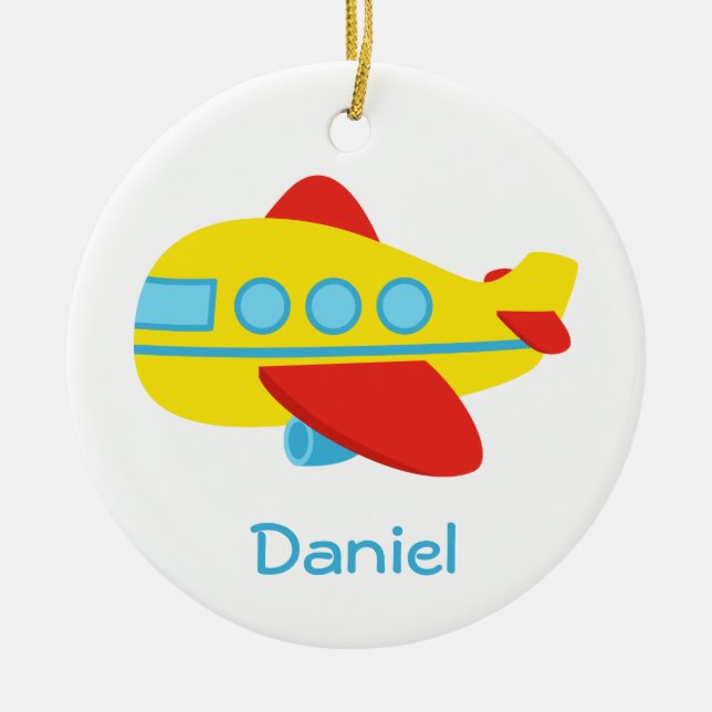 Cute and Colourful Passenger Aeroplane Ceramic Tree Decoration (Front)