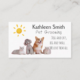 Cute and Colourful Pet Grooming Business Cards