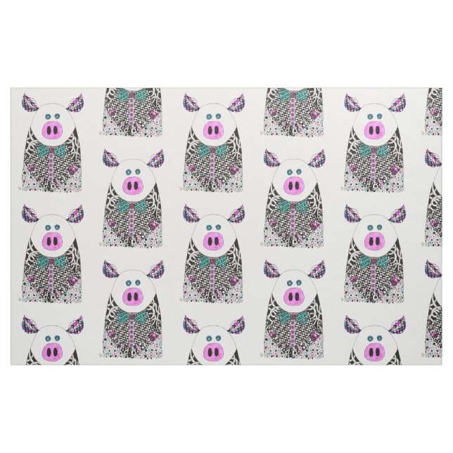 Cute and Colourful Pig Fabric (Fat Quarter)