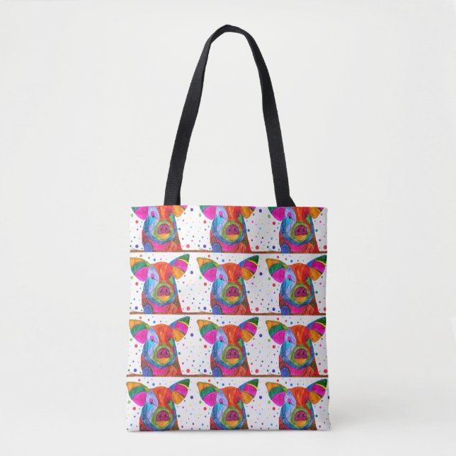 Cute and Colourful Pig Tote Bag (Front)