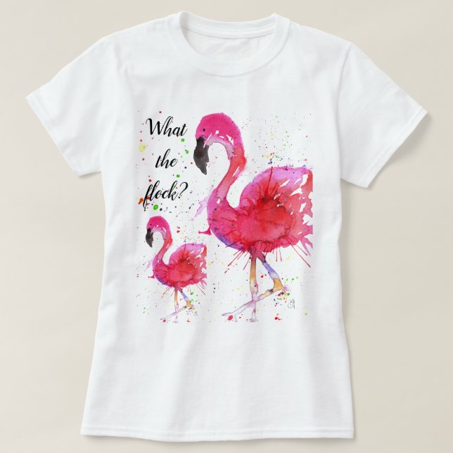 Cute and Colourful Pink Flamingo T-Shirt (Design Front)