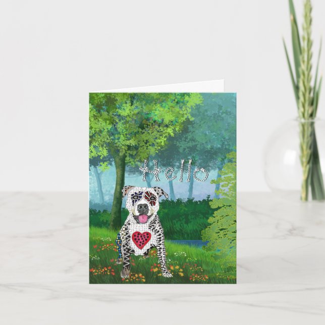 Cute and Colourful Pitbull Greeting Card (Front)