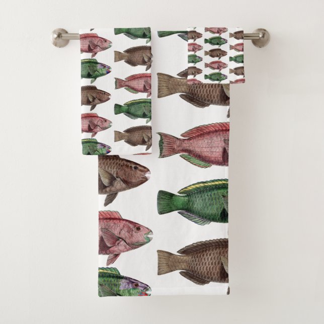 Cute and Colourful Rainbow Trout Towel Set (Insitu)