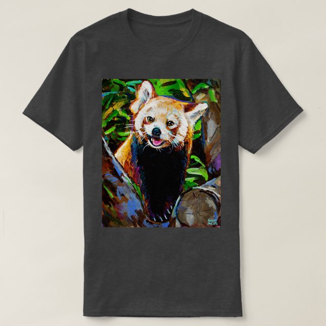 Cute and Colourful Red Panda Painting T-Shirt (Design Front)