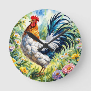 Cute and Colourful Rooster Clock