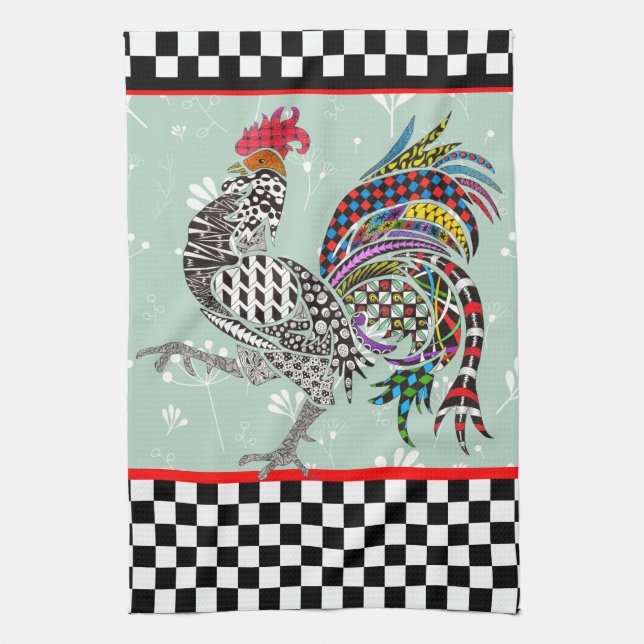 Cute and Colourful Rooster Kitchen Kitchen Towel (Vertical)