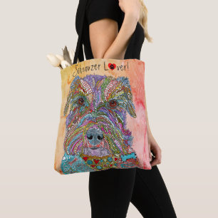Cute and Colourful Schnauzer Lover   Tote Bag