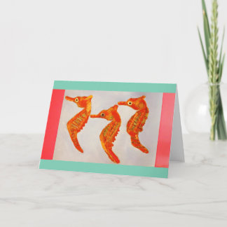 Cute and Colourful Sea Horses Greeting Card