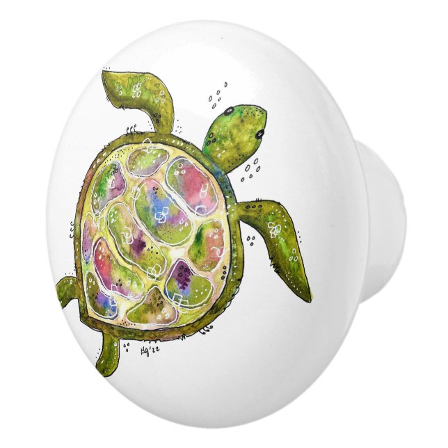 Cute and Colourful Sea Turtle Ceramic Knob (Right)