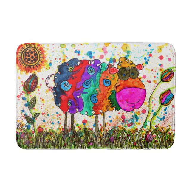 Cute and Colourful Sheep Bath Mat (Front)